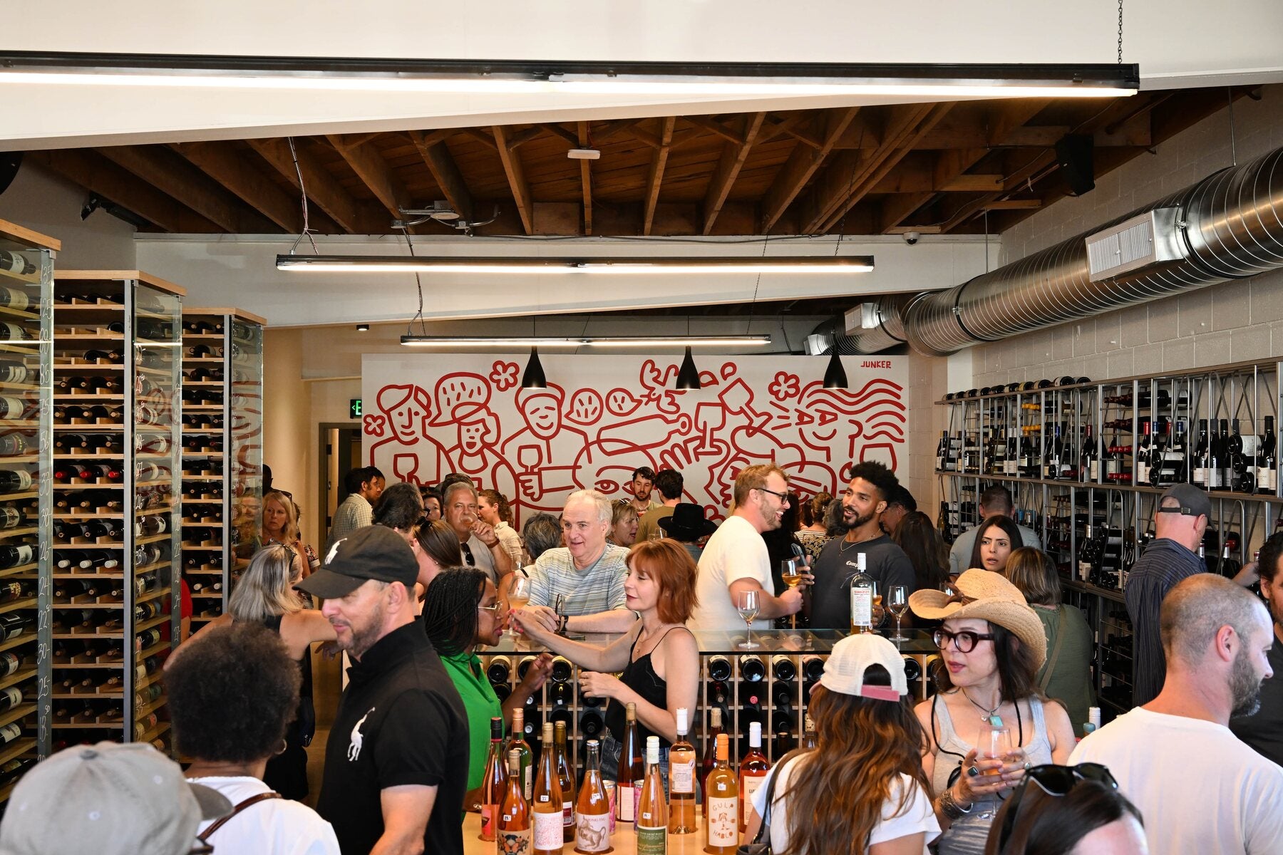 A wide shot of the tasting